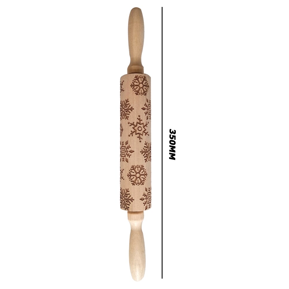 Wooden Christmas Embossed Rolling Pin