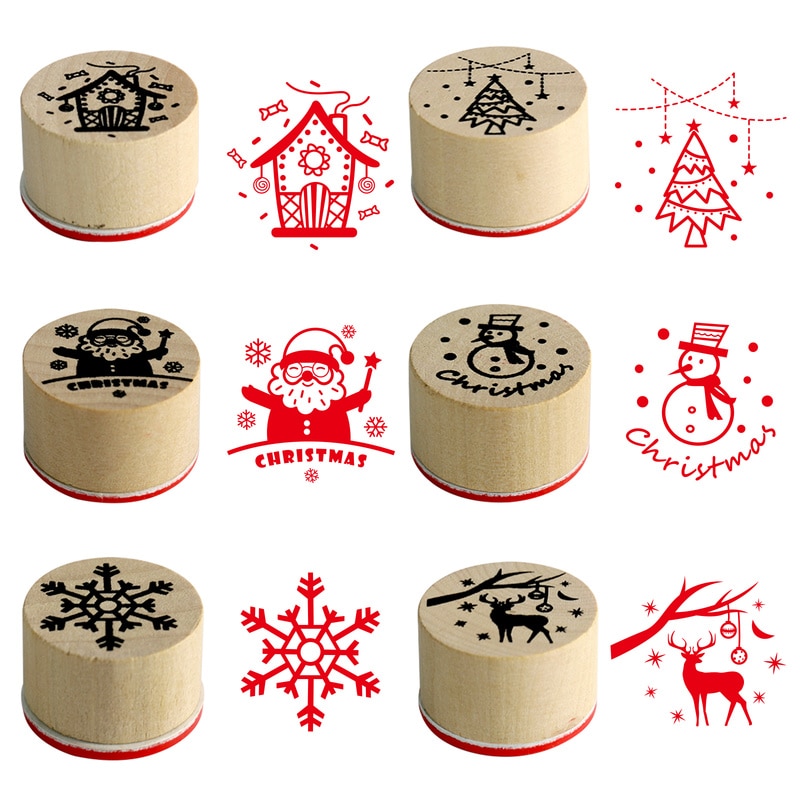 Wooden Christmas Rubber Stamps (6 pcs) Wooden Christmas Rubber Stamps (6 pcs)