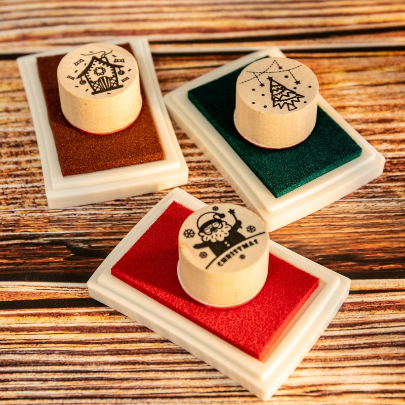 Wooden Christmas Rubber Stamps (6 pcs)