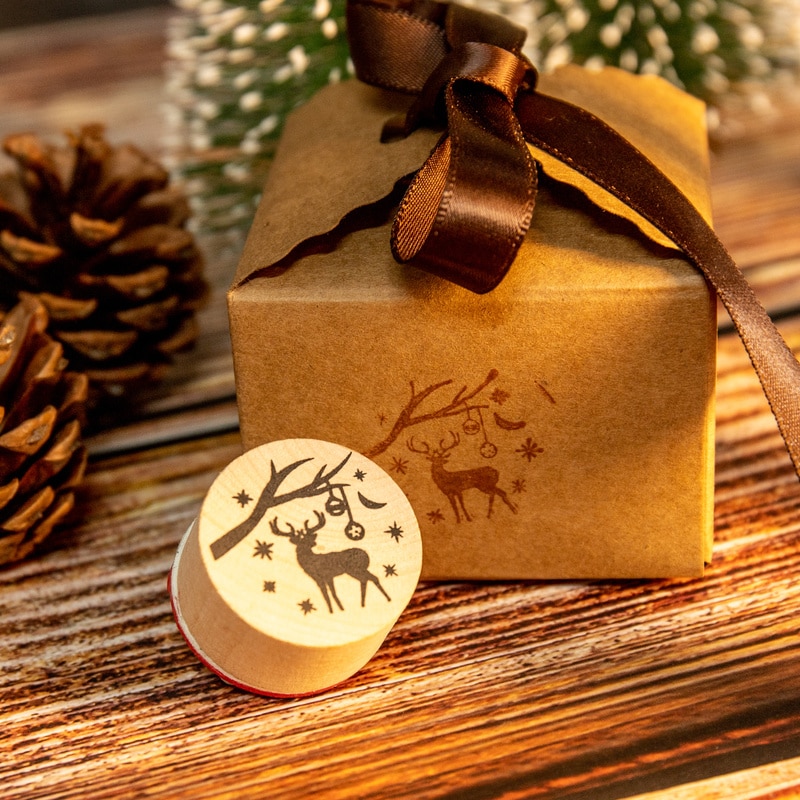 Wooden Christmas Rubber Stamps (6 pcs)