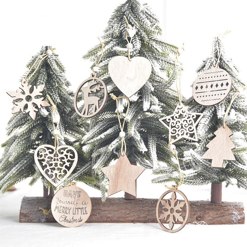 Wooden Christmas Tree Ornaments (12 pcs)