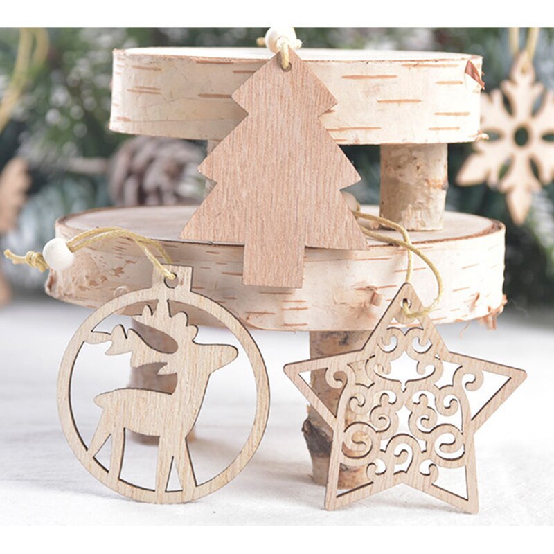 Wooden Christmas Tree Ornaments (12 pcs)