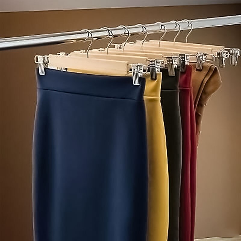 Wooden Clip Hangers Pants Holder (10 Pcs) Wooden Clip Hangers Pants Holder (10 Pcs)