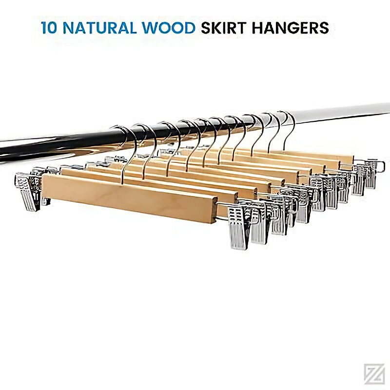 Wooden Clip Hangers Pants Holder (10 Pcs) Wooden Clip Hangers Pants Holder (10 Pcs)