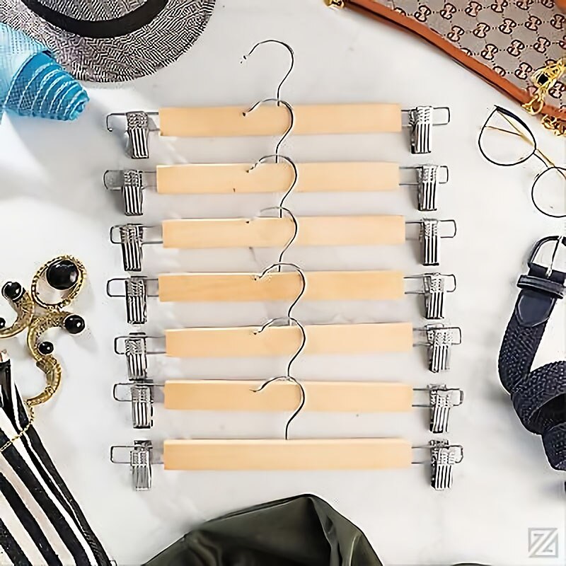Wooden Clip Hangers Pants Holder (10 Pcs) Wooden Clip Hangers Pants Holder (10 Pcs)