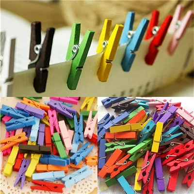 Wooden Clips Mini Colorful Clips (50 Pcs) Wooden Clips Mini Colorful Clips (50 Pcs)