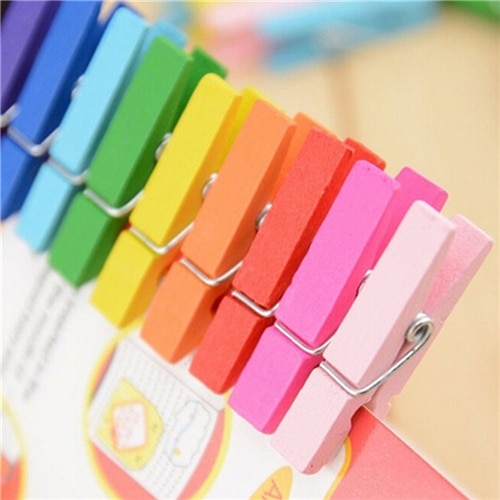 Wooden Clips Mini Colorful Clips (50 Pcs) Wooden Clips Mini Colorful Clips (50 Pcs)