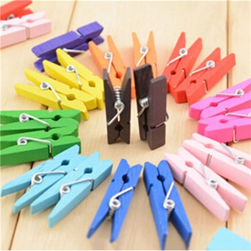 Wooden Clips Mini Colorful Clips (50 Pcs) Wooden Clips Mini Colorful Clips (50 Pcs)