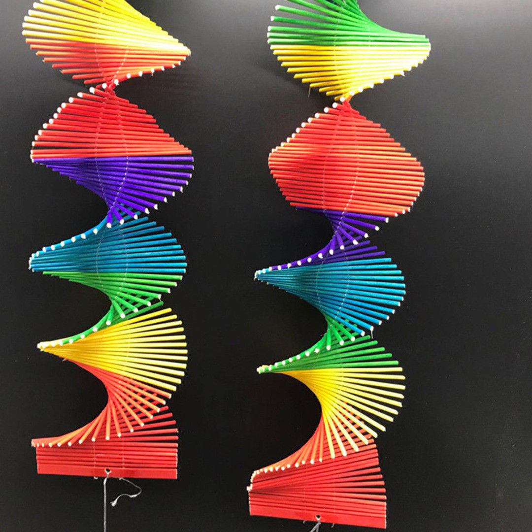 Wooden Colorful Spiral Wind Spinner