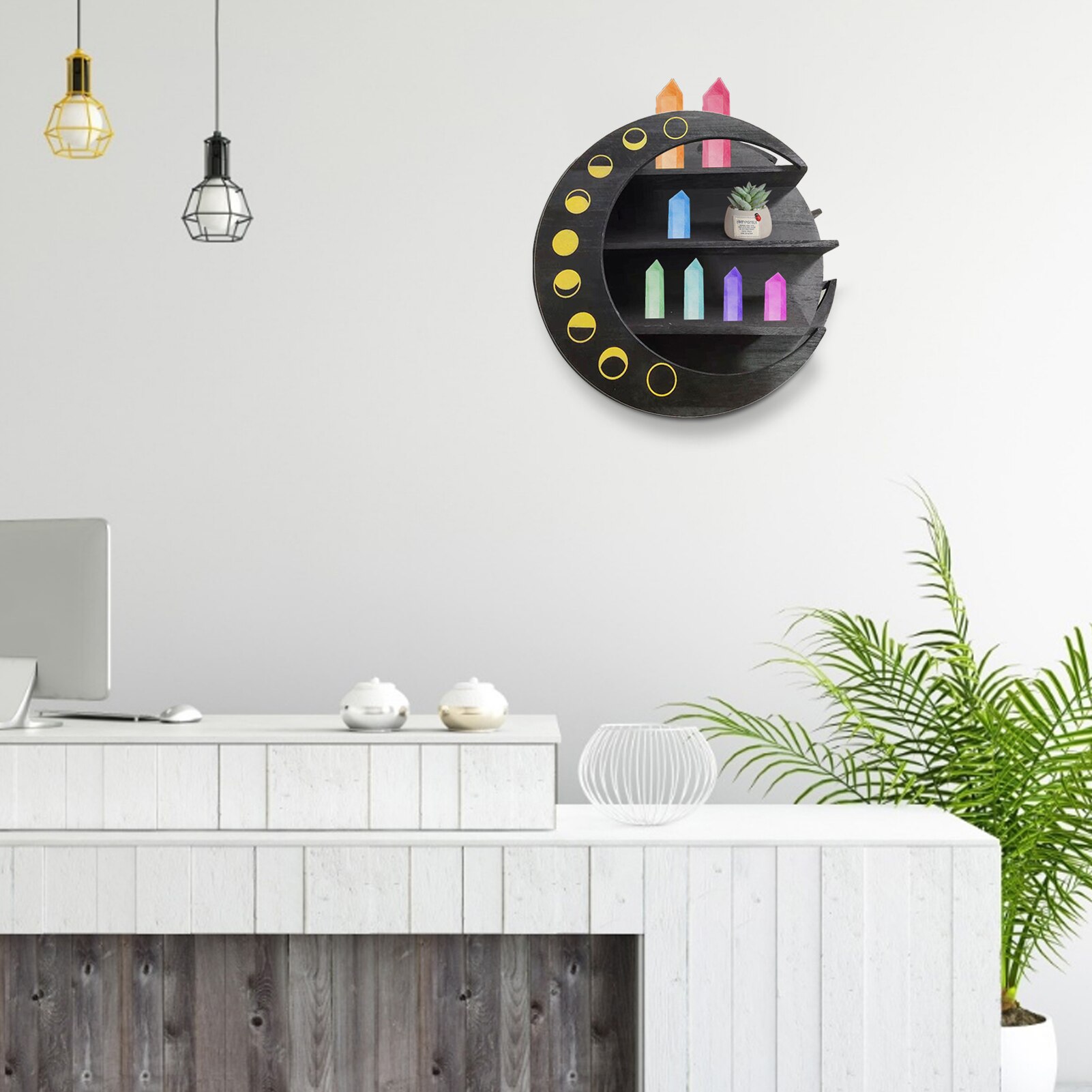 Wooden Crescent Moon Shelf