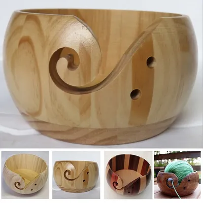 Wooden Crochet Yarn Bowl