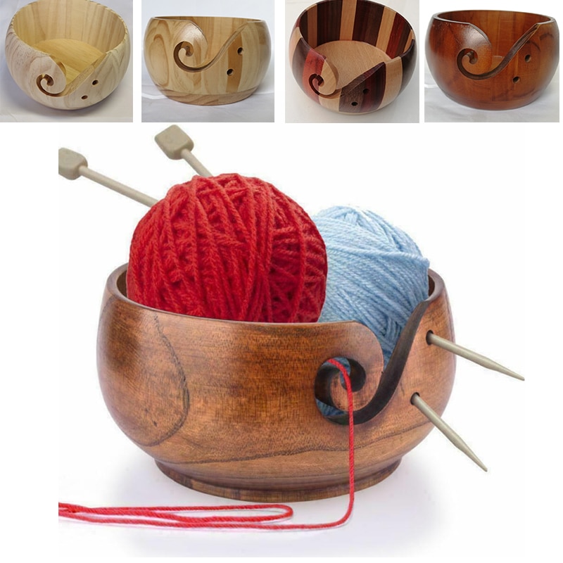 Wooden Crochet Yarn Bowl