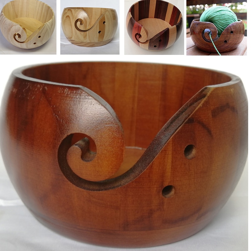 Wooden Crochet Yarn Bowl
