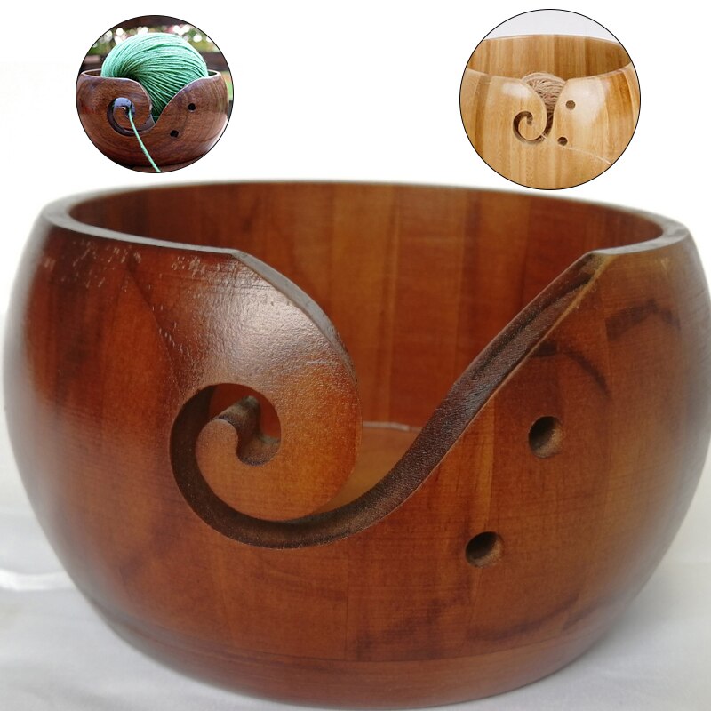 Wooden Crochet Yarn Bowl