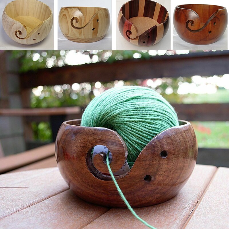 Wooden Crochet Yarn Bowl