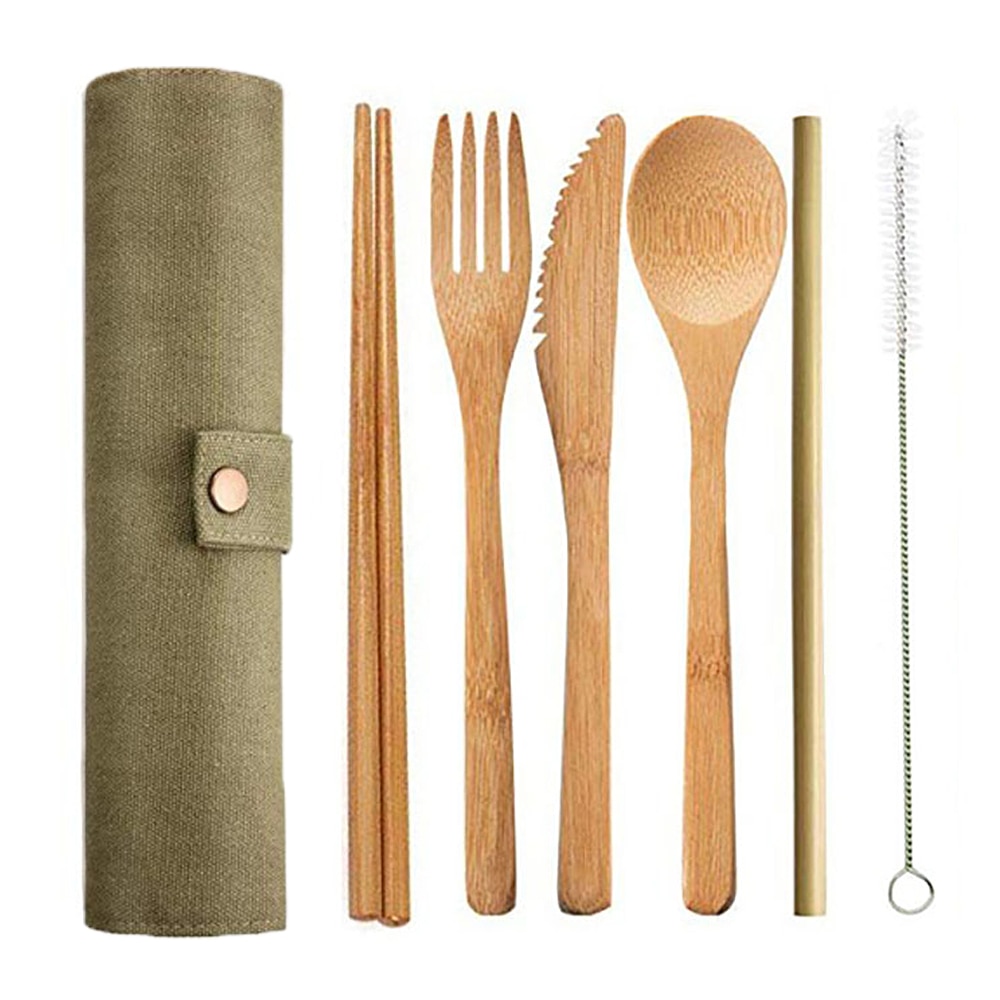 Wooden Cutlery Set with Bag (6pcs) Wooden Cutlery Set with Bag (6pcs)