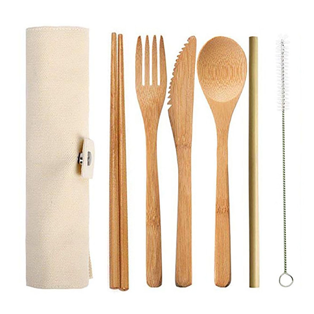 Wooden Cutlery Set with Bag (6pcs) Wooden Cutlery Set with Bag (6pcs)