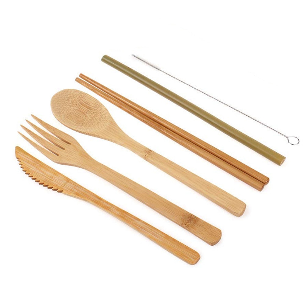 Wooden Cutlery Set with Bag (6pcs) Wooden Cutlery Set with Bag (6pcs)