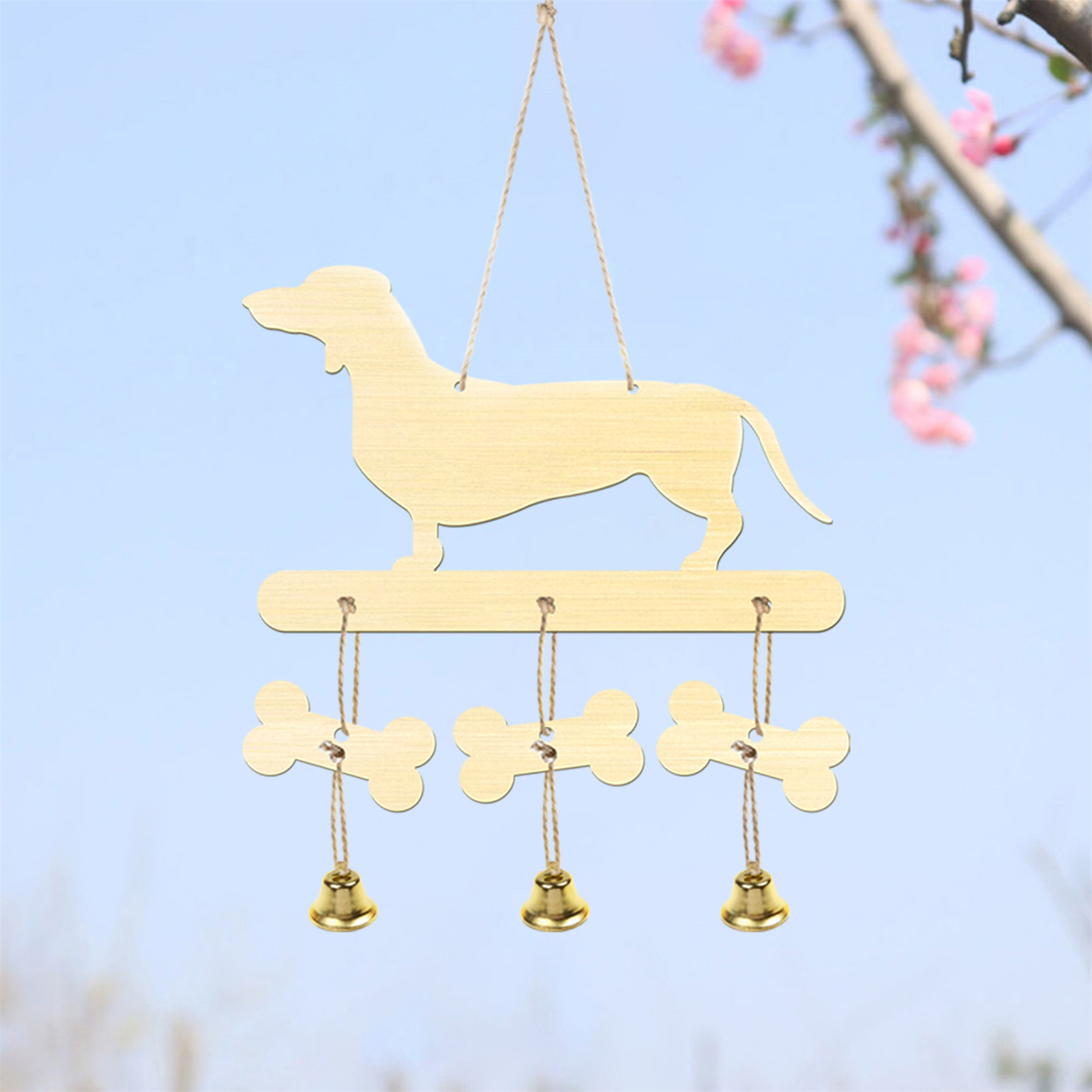 Wooden Dachshund Wind Chime Decor