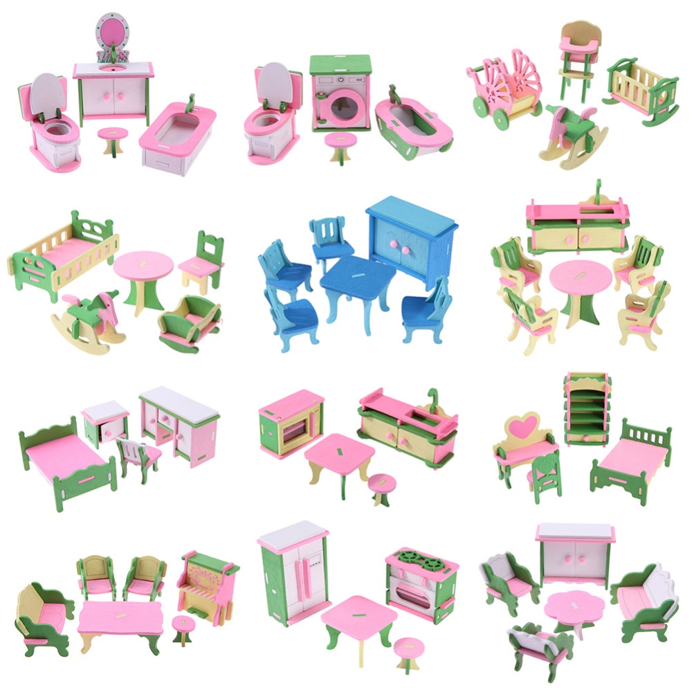 Wooden Dolls House Furniture Toys
