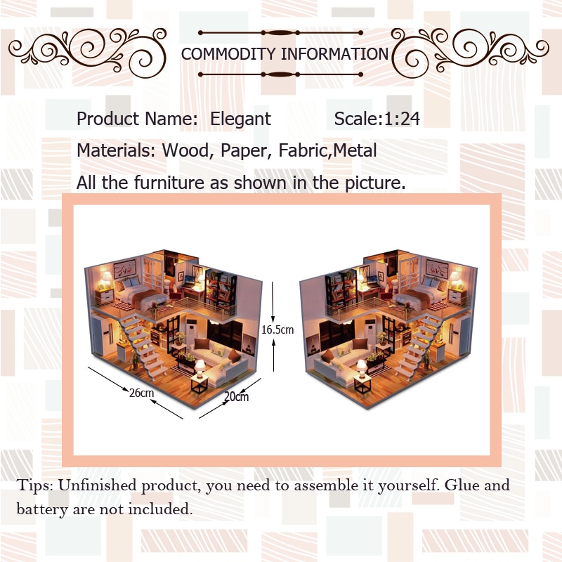 Wooden Dolls House Miniature House Toy