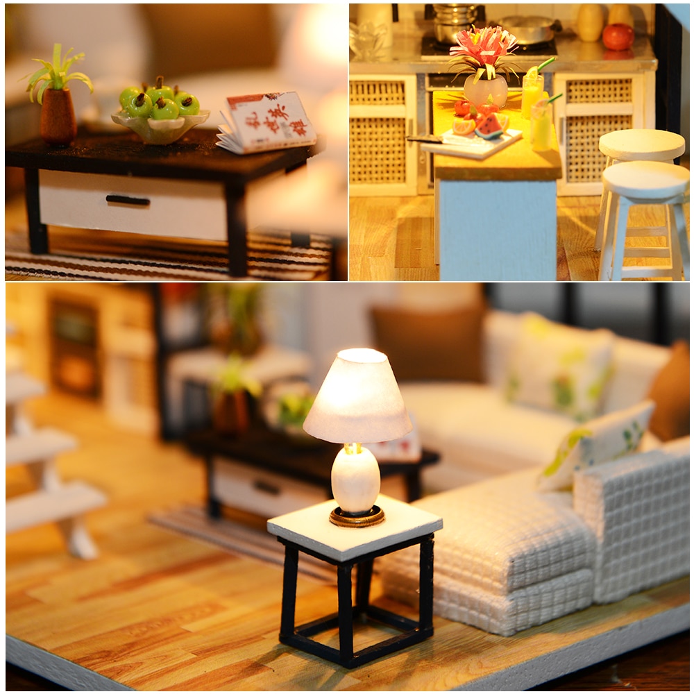 Wooden Dolls House Miniature House Toy