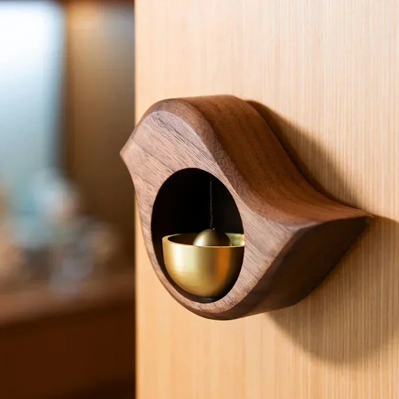Wooden Doorbell Japanese Bird Bell Wind Chimes Wireless Doorbell for Home Entrance Door Bell Aesthetic Home Decor