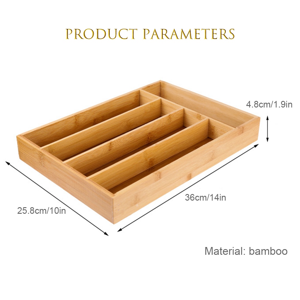 Wooden Drawer Organizer 5-Grid Cutlery Holder Wooden Drawer Organizer 5-Grid Cutlery Holder