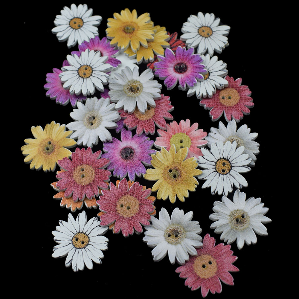 Wooden Flower Buttons (50pcs) Wooden Flower Buttons (50pcs)