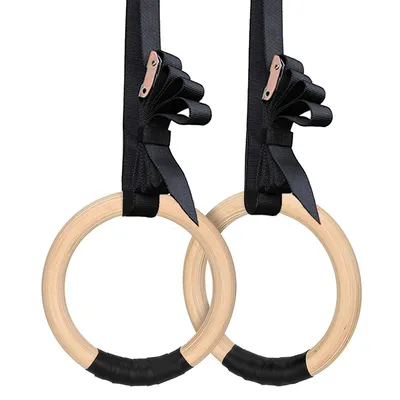 Wooden Gymnastic Rings with Straps (2 pcs) Wooden Gymnastic Rings with Straps (2 pcs)