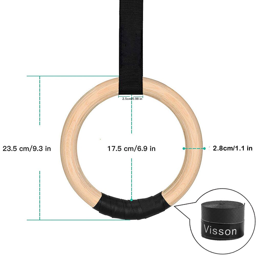 Wooden Gymnastic Rings with Straps (2 pcs) Wooden Gymnastic Rings with Straps (2 pcs)