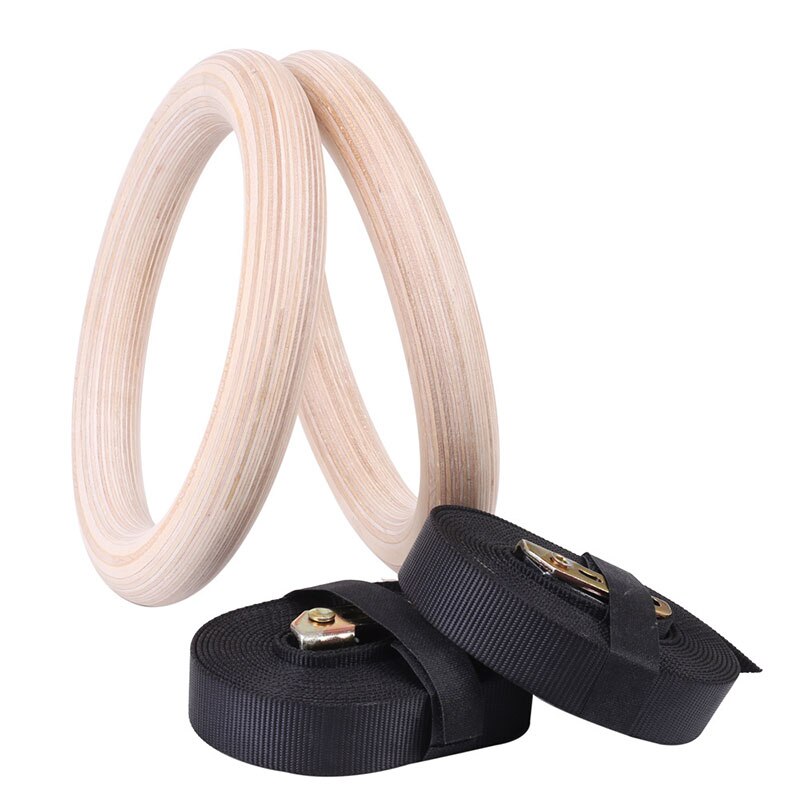 Wooden Gymnastic Rings with Straps (2 pcs) Wooden Gymnastic Rings with Straps (2 pcs)