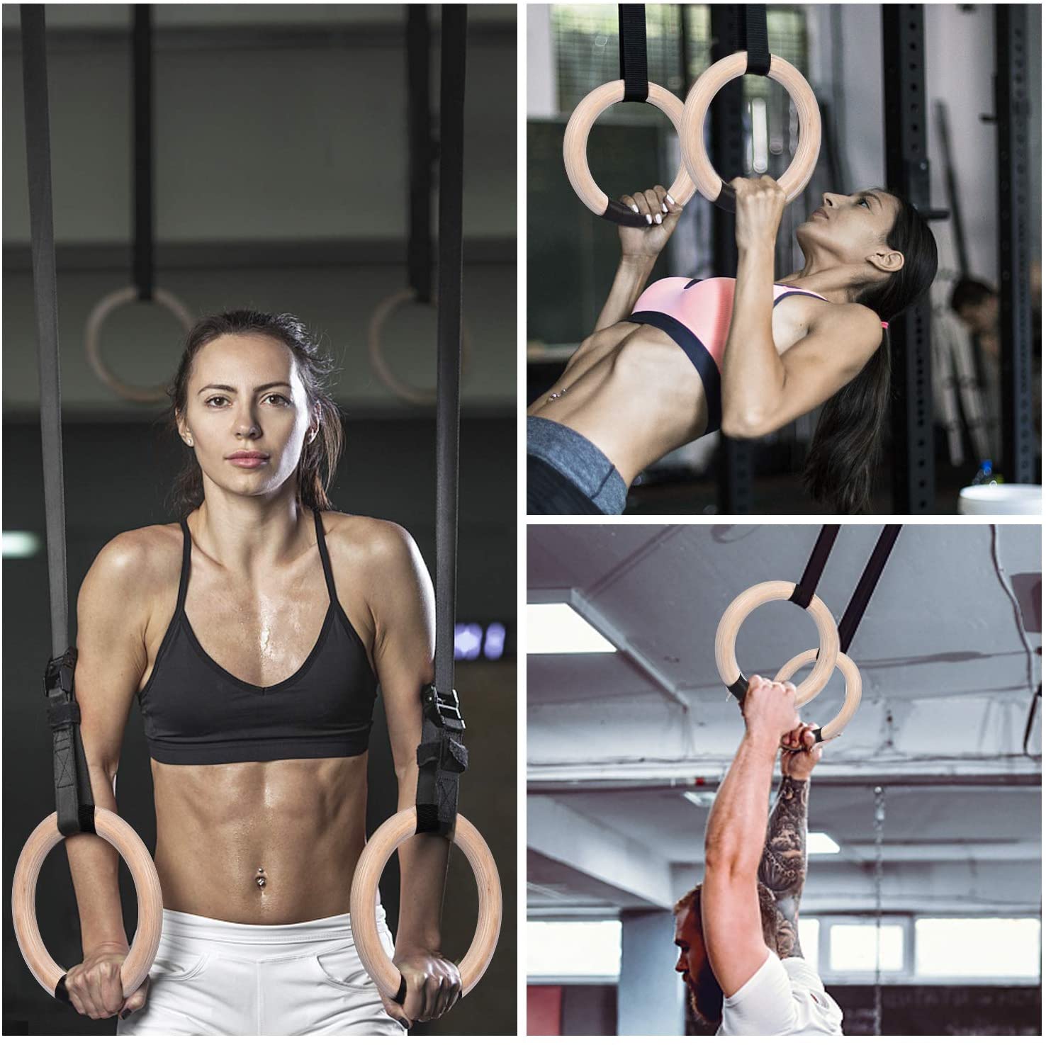 Wooden Gymnastic Rings with Straps (2 pcs) Wooden Gymnastic Rings with Straps (2 pcs)
