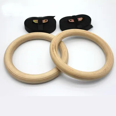 Wooden Gymnastics Rings with Belts (2pcs) Wooden Gymnastics Rings with Belts (2pcs)