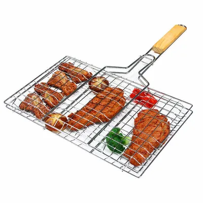Wooden Handle BBQ Grilling Basket