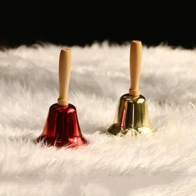 Wooden Handle Christmas Hand Bell Wooden Handle Christmas Hand Bell