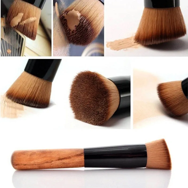 Wooden Handle Flat Top Makeup Brush