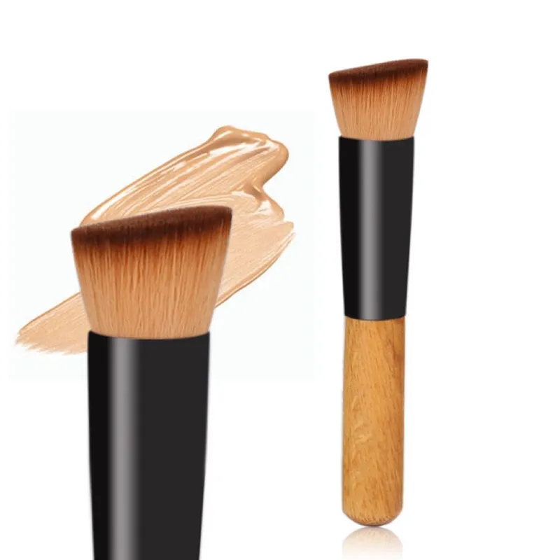 Wooden Handle Flat Top Makeup Brush