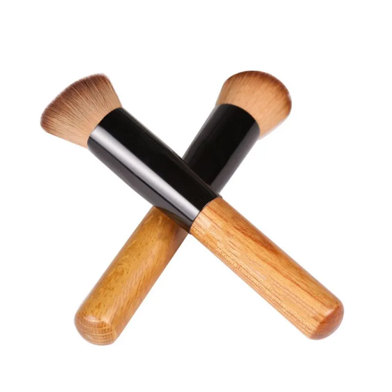 Wooden Handle Flat Top Makeup Brush