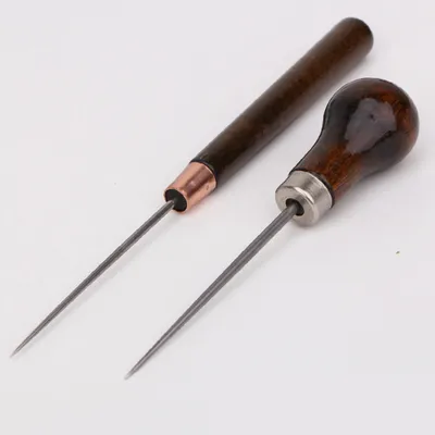 Wooden Handle Leather Sewing Awl (2 pcs)