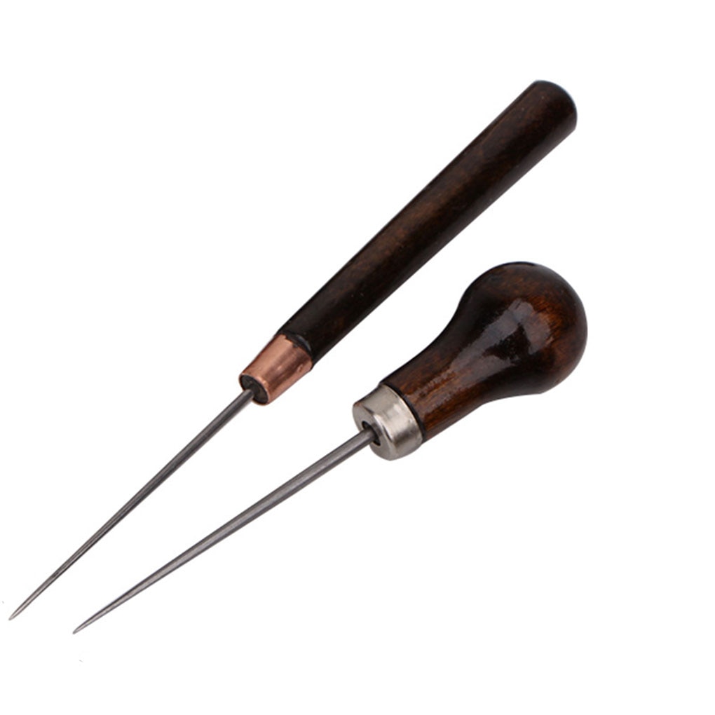 Wooden Handle Leather Sewing Awl (2 pcs)