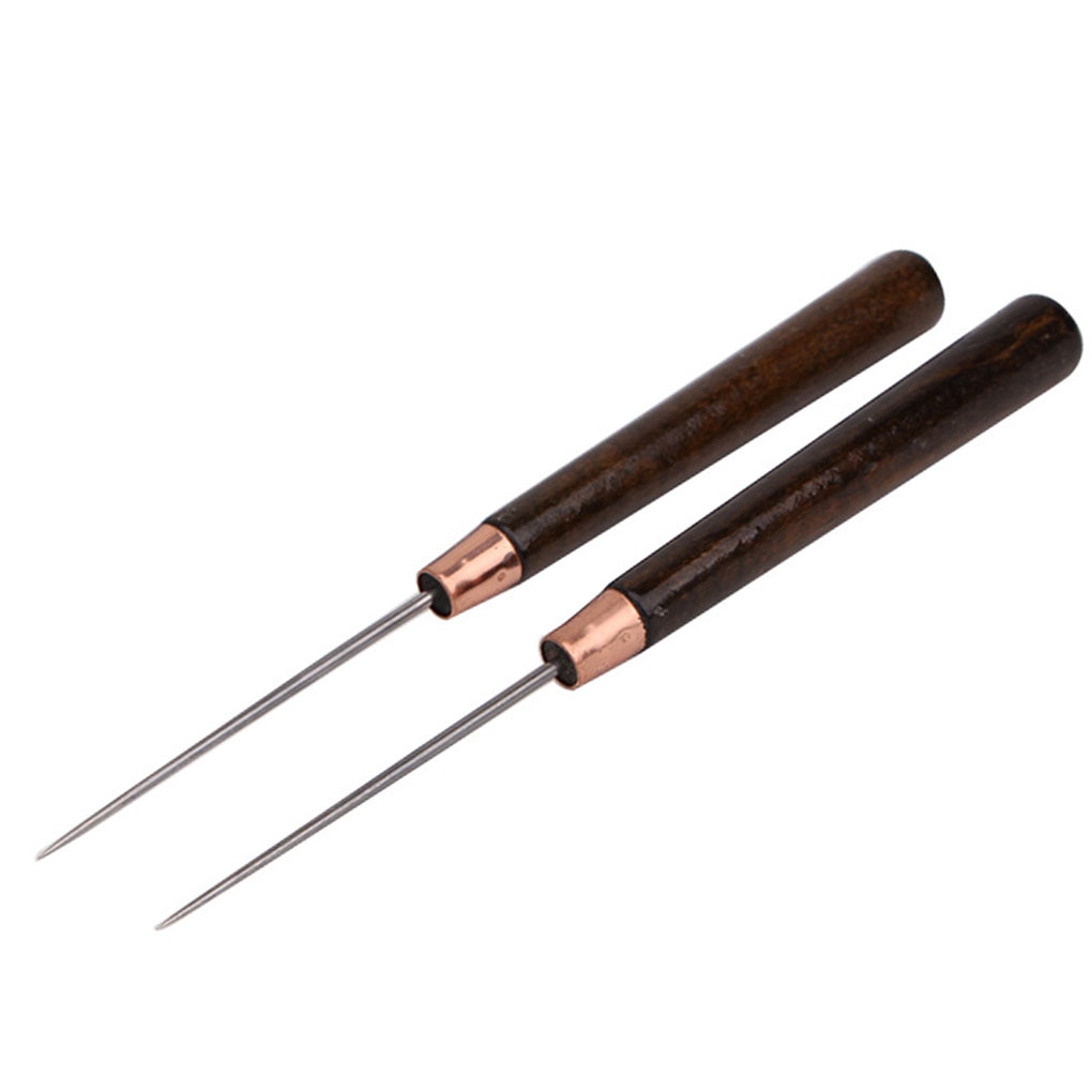Wooden Handle Leather Sewing Awl (2 pcs)