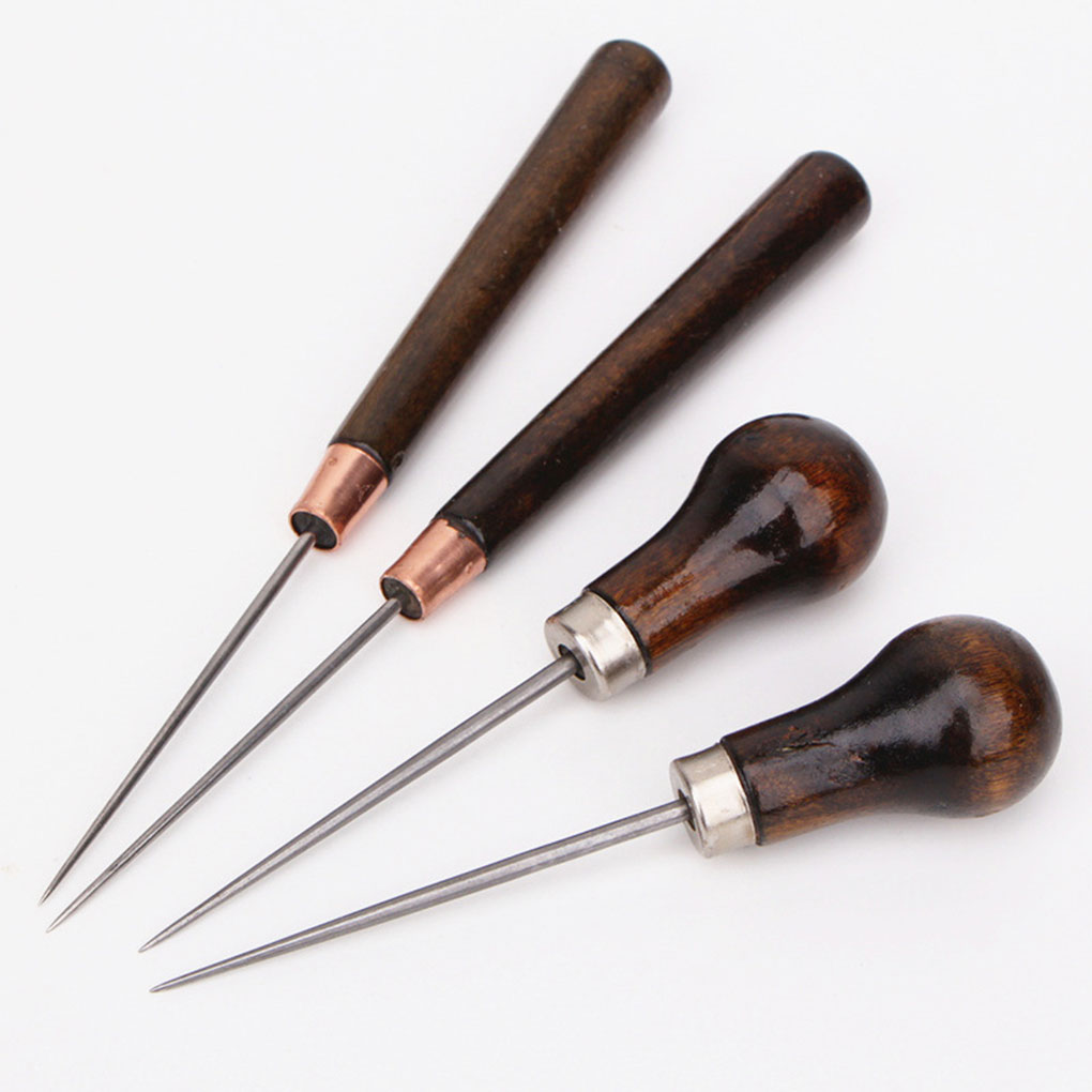 Wooden Handle Leather Sewing Awl (2 pcs)