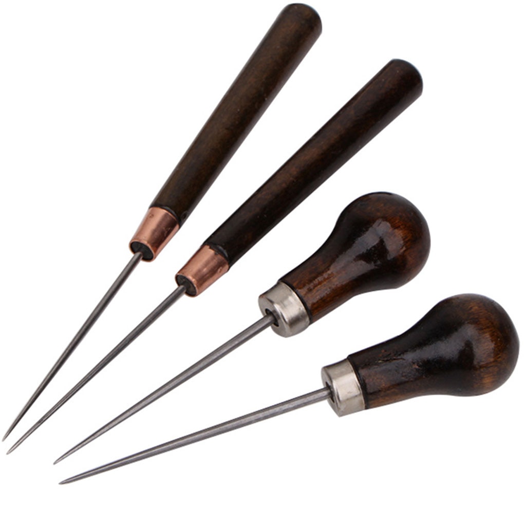 Wooden Handle Leather Sewing Awl (2 pcs)