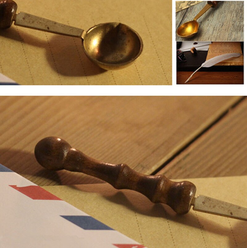 Wooden Handle Sealing Wax Melting Spoon Wooden Handle Sealing Wax Melting Spoon