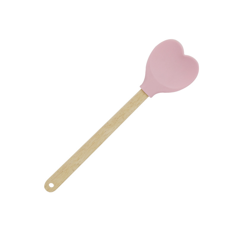 Wooden Handle Silicone Heart Spatula Wooden Handle Silicone Heart Spatula