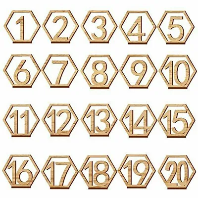 Wooden Hexagon Table Numbers (20pcs) Wooden Hexagon Table Numbers (20pcs)