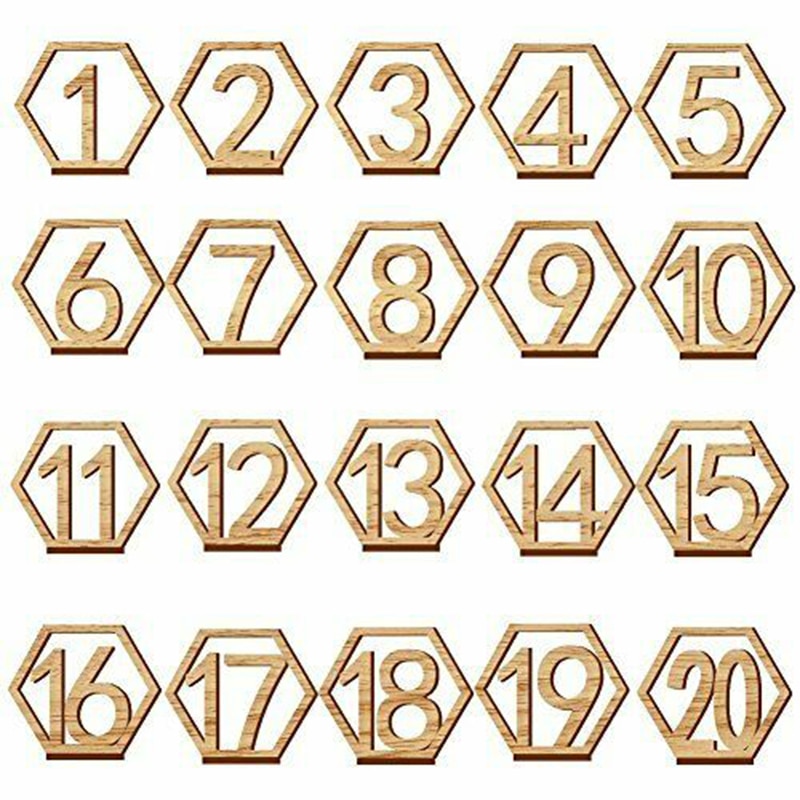 Wooden Hexagon Table Numbers (20pcs) Wooden Hexagon Table Numbers (20pcs)