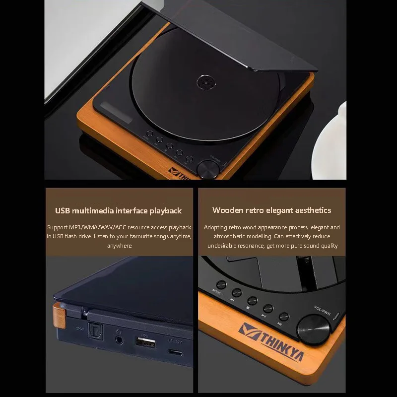 Wooden HIFI CD Player Bluetooth 5.1 Digital Optical Output USB Lossless Playback Wooden CD Music Player Infrared Remote Wooden HIFI CD Player Bluetooth 5.1 Digital Optical Output USB Lossless Playback Wooden CD Music Player Infrared Remote