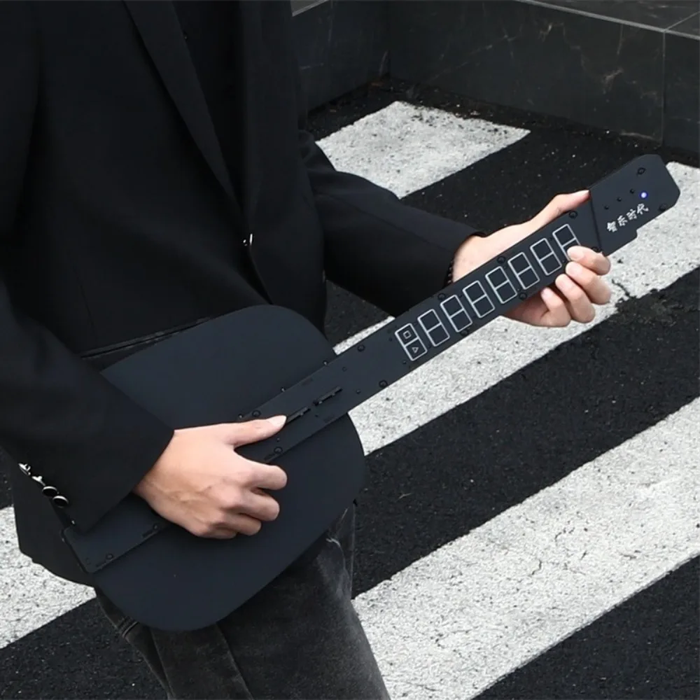 Wooden Intelligent String Less Guitar Twelve Instrument Tones Beginner Electronic Guitar Illuminated Guidance Musical